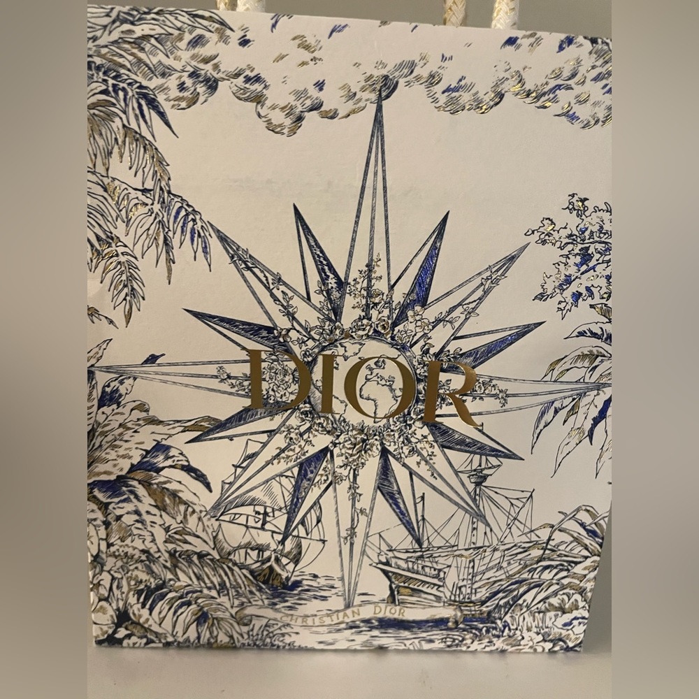 Dior Gift Bag Shopping Celestial Nautical Star Blue Gold Foil